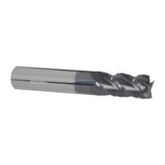 Accupro - 1/2" Diam, 1" LOC, 4 Flute Solid Carbide Roughing & Finishing Square End Mill - AlTiN Finish, 3" OAL, 1/2" Shank Diam, Straight Shank, 40° Helix, Centercutting - Exact Industrial Supply