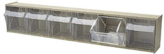 Quantum Storage - 23-5/8" Wide x 4-1/2" High x 3-5/8" Deep, Small Parts Tip Out Stacking Bin Organizer - Polystyrene Frame, 6 Compartments, 3-1/2" Wide x 3-3/4" High x 2-5/8" Deep Bin - Exact Industrial Supply
