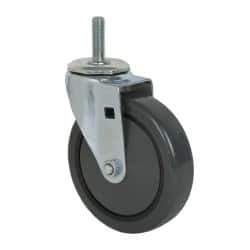 Albion - 5" Diam x 1-1/4" Wide x 6" OAH Stem Mount Swivel Caster - Polyurethane, 275 Lb Capacity, Ball Bearing, 1/2-13 x 1-1/2" Threaded Stem - Exact Industrial Supply