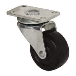Albion - 1-5/8" Diam x 47/64" Wide x 2-9/32" OAH Top Plate Mount Swivel Caster - Soft Rubber, 70 Lb Capacity, Plain Bearing, 1-3/16 x 2" Plate - Exact Industrial Supply