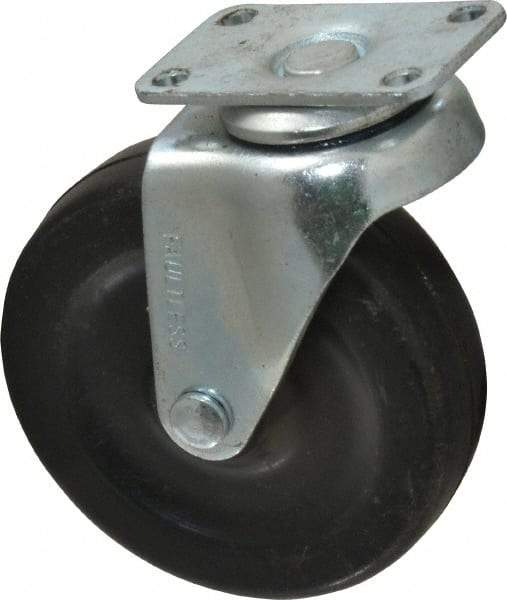 Albion - 3" Diam x 13/16" Wide x 3-19/32" OAH Top Plate Mount Swivel Caster - Soft Rubber, 90 Lb Capacity, Plain Bearing, 1-1/8 x 2-1/8" Plate - Exact Industrial Supply