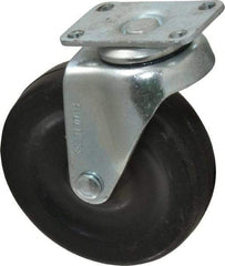 Albion - 3" Diam x 13/16" Wide x 3-19/32" OAH Top Plate Mount Swivel Caster - Soft Rubber, 90 Lb Capacity, Plain Bearing, 1-1/8 x 2-1/8" Plate - Exact Industrial Supply