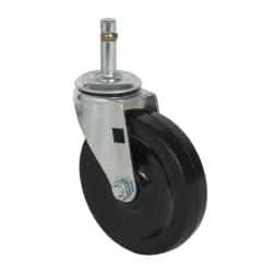 Albion - 4" Diam x 15/16" Wide x 4-5/8" OAH Stem Mount Swivel Caster - Soft Rubber, 115 Lb Capacity, Self-Lubricating Bearing, 7/16 x 1-17/32" Friction Stem - Exact Industrial Supply