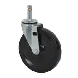 Albion - 5" Diam x 15/16" Wide x 5-5/8" OAH Stem Mount Swivel Caster - Soft Rubber, 125 Lb Capacity, Self-Lubricating Bearing, 7/16 x 1-17/32" Friction Stem - Exact Industrial Supply