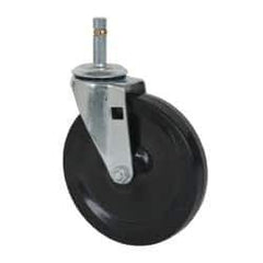 Albion - 5" Diam x 15/16" Wide x 5-5/8" OAH Stem Mount Swivel Caster - Soft Rubber, 125 Lb Capacity, Self-Lubricating Bearing, 7/16 x 1-17/32" Friction Stem - Exact Industrial Supply