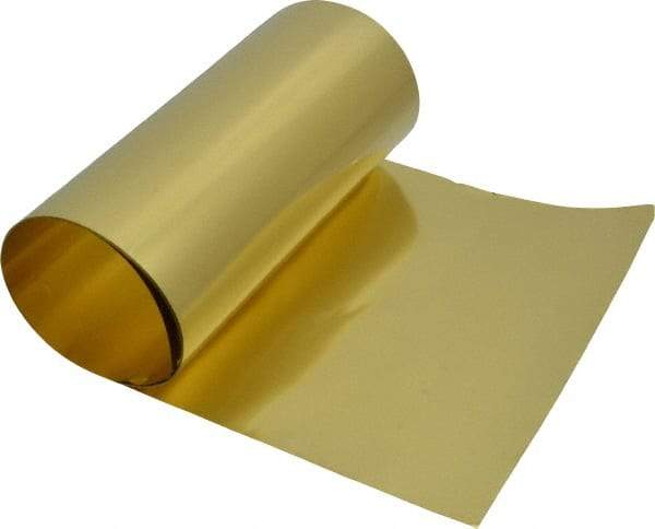 Made in USA - 100 Inch Long x 6 Inch Wide x 0.0015 Inch Thick, Roll Shim Stock - Brass - Exact Industrial Supply