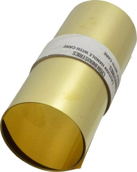 Made in USA - 100 Inch Long x 6 Inch Wide x 0.003 Inch Thick, Roll Shim Stock - Brass - Exact Industrial Supply