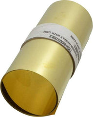 Made in USA - 100 Inch Long x 6 Inch Wide x 0.003 Inch Thick, Roll Shim Stock - Brass - Exact Industrial Supply