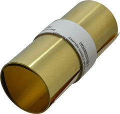 Made in USA - 100 Inch Long x 6 Inch Wide x 0.005 Inch Thick, Roll Shim Stock - Brass - Exact Industrial Supply