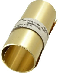 Made in USA - 100 Inch Long x 6 Inch Wide x 0.008 Inch Thick, Roll Shim Stock - Brass - Exact Industrial Supply