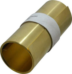 Made in USA - 100 Inch Long x 6 Inch Wide x 0.01 Inch Thick, Roll Shim Stock - Brass - Exact Industrial Supply