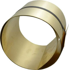 Made in USA - 100 Inch Long x 6 Inch Wide x 0.015 Inch Thick, Roll Shim Stock - Brass - Exact Industrial Supply