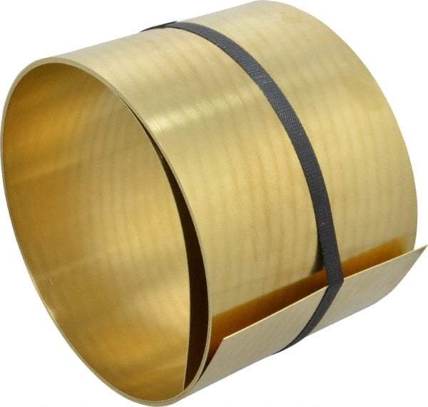 Made in USA - 100 Inch Long x 6 Inch Wide x 0.031 Inch Thick, Roll Shim Stock - Brass - Exact Industrial Supply