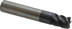 Accupro - 7/16" Diam, 9/16" Length of Cut, 7/16" Shank Diam, 2-1/2" OAL, 5 Flute Solid Carbide Square End Mill - Exact Industrial Supply