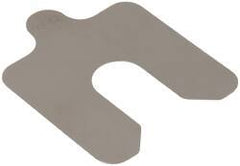 Made in USA - 20 Piece, 2 Inch Long x 2 Inch Wide x 0.005 Inch Thick, Slotted Shim Stock - Stainless Steel, 5/8 Inch Wide Slot - Exact Industrial Supply