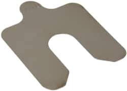 Made in USA - 20 Piece, 2 Inch Long x 2 Inch Wide x 0.01 Inch Thick, Slotted Shim Stock - Stainless Steel, 5/8 Inch Wide Slot - Exact Industrial Supply