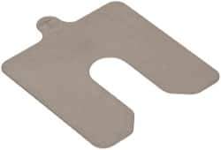 Made in USA - 10 Piece, 3 Inch Long x 3 Inch Wide x 0.015 Inch Thick, Slotted Shim Stock - Stainless Steel, 3/4 Inch Wide Slot - Exact Industrial Supply