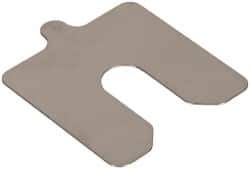 Made in USA - 10 Piece, 3 Inch Long x 3 Inch Wide x 0.02 Inch Thick, Slotted Shim Stock - Stainless Steel, 3/4 Inch Wide Slot - Exact Industrial Supply