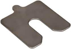 Made in USA - 5 Piece, 3 Inch Long x 3 Inch Wide x 0.1 Inch Thick, Slotted Shim Stock - Stainless Steel, 3/4 Inch Wide Slot - Exact Industrial Supply