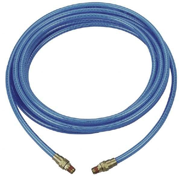 Coilhose Pneumatics - 3/8" ID, 3/8 Thread, 100' Long, Transparent Blue Polyurethane Coiled & Self Storing Hose - 200 Max psi, Male Rigid x Male Rigid - Exact Industrial Supply