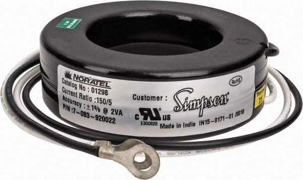 Simpson Electric - 2 VA Burden, 150 Amp AC Input, 5 Amp AC Output, 50 to 400 Hz, Panel Meter Donut Current Transformer - Screw Terminal, For Use with AC Ammeter - Exact Industrial Supply