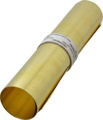 Made in USA - 10 Ft. Long x 12 Inch Wide x 0.002 Inch Thick, Roll Shim Stock - Brass - Exact Industrial Supply