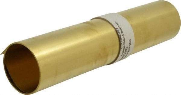 Made in USA - 10 Ft. Long x 12 Inch Wide x 0.005 Inch Thick, Roll Shim Stock - Brass - Exact Industrial Supply