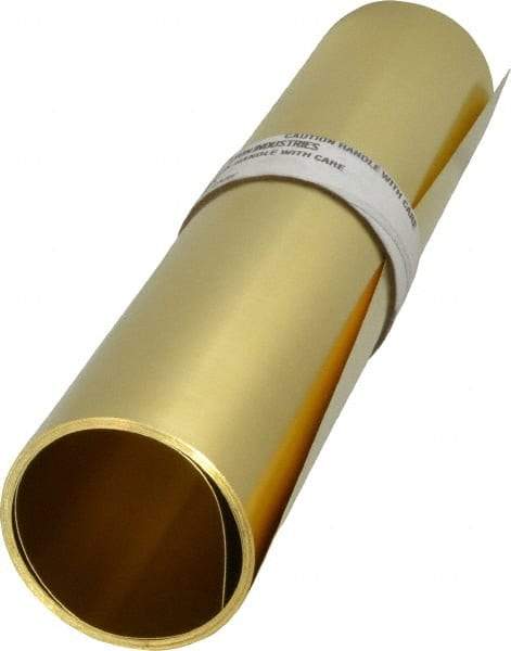 Made in USA - 10 Ft. Long x 12 Inch Wide x 0.008 Inch Thick, Roll Shim Stock - Brass - Exact Industrial Supply