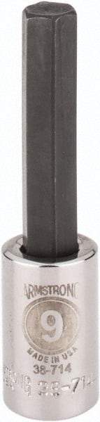 Armstrong - 3/8" Drive, 9mm Hex Bit Socket - 2-1/4" OAL, 1-9/16" Bit Length - Exact Industrial Supply