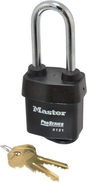 Master Lock - 2-1/2" Shackle Clearance, Keyed Alike Pro Series Solid Steel Padlock - 5/16" Shackle Diam, Laminated Steel - Exact Industrial Supply