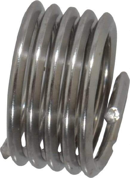 Heli-Coil - 1/4-28 UNF, 1/4" OAL, Free Running Helical Insert - 5 Free Coils, Tanged, 304 Stainless Steel, Bright Finish, 1D Insert Length - Exact Industrial Supply