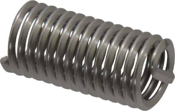 Heli-Coil - 5/16-18 UNC, 0.938" OAL, Free Running Helical Insert - 14-5/8 Free Coils, Tanged, 304 Stainless Steel, Bright Finish, 3D Insert Length - Exact Industrial Supply