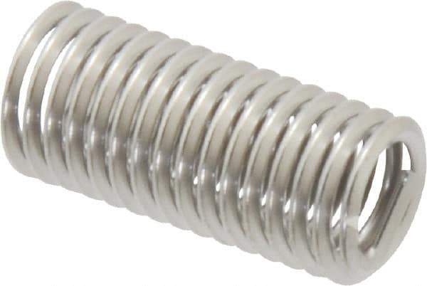 Heli-Coil - 3/8-16 UNC, 1-1/8" OAL, Free Running Helical Insert - 15-3/4 Free Coils, Tanged, 304 Stainless Steel, Bright Finish, 3D Insert Length - Exact Industrial Supply