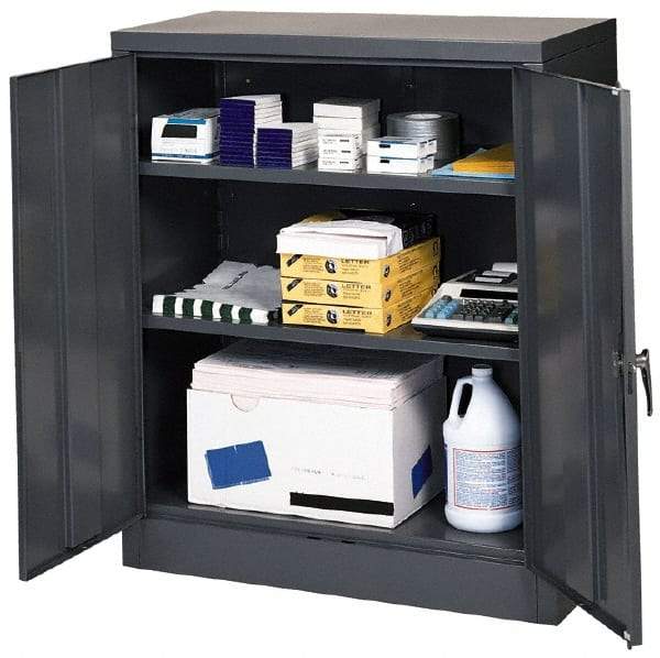 Edsal - 2 Shelf Locking Storage Cabinet - Steel, 36" Wide x 18" Deep x 42" High, Black - Exact Industrial Supply