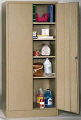 Edsal - 4 Shelf Combination Storage Cabinet - Steel, 36" Wide x 24" Deep x 72" High, Tan - Exact Industrial Supply