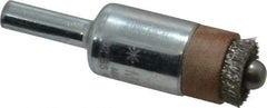 Anderson - 1/2" Brush Diam, Crimped, End Brush - 1/4" Diam Shank, 1/4" Pilot Diam, 20,000 Max RPM - Exact Industrial Supply