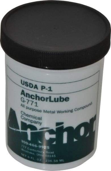 Made in USA - Anchorlube G-771, 1/2 Pt Jar Cutting Fluid - Water Soluble, For Broaching, Counterboring, Drawing, Drilling, Engraving, Fly-Cutting, Hole Extruding, Milling, Piercing, Punching, Sawing, Seat Forming, Spot Facing, Tapping - Exact Industrial Supply