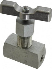 Made in USA - 1/8" Pipe, Inline Hard Seat Needle Valve - FNPT x FNPT Ends, Alloy Valve, 10,000 Max psi - Exact Industrial Supply