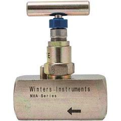 Value Collection - 1/4" Pipe, Inline Hard Seat Needle Valve - FNPT x FNPT Ends, Alloy Valve, 10,000 Max psi - Exact Industrial Supply