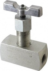 Made in USA - 3/8" Pipe, Inline Hard Seat Needle Valve - FNPT x FNPT Ends, Alloy Valve, 10,000 Max psi - Exact Industrial Supply