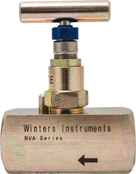 Value Collection - 1/2" Pipe, Inline Hard Seat Needle Valve - FNPT x FNPT Ends, Alloy Valve, 10,000 Max psi - Exact Industrial Supply