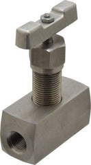 Made in USA - 3/8" Pipe, Inline Hard Seat Needle Valve - FNPT x FNPT Ends, Grade 316 Stainless Steel Valve, 10,000 Max psi - Exact Industrial Supply