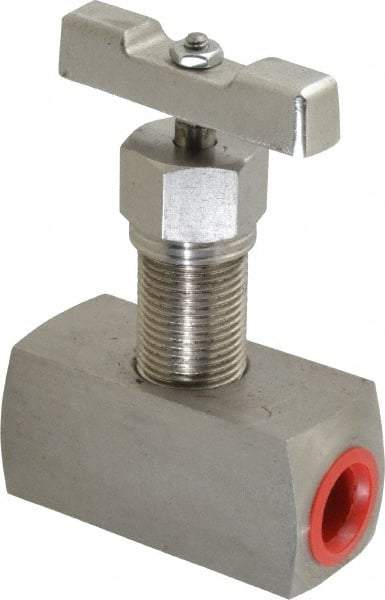 Value Collection - 1/2" Pipe, Inline Hard Seat Needle Valve - FNPT x FNPT Ends, Grade 316 Stainless Steel Valve, 10,000 Max psi - Exact Industrial Supply