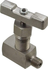 Value Collection - 1/4" Pipe, Inline Hard Seat Needle Valve - MNPT x FNPT Ends, Grade 316 Stainless Steel Valve, 10,000 Max psi - Exact Industrial Supply