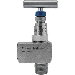 Value Collection - 1/2" Pipe, Angled Hard Seat Needle Valve - FNPT x FNPT Ends, Grade 316 Stainless Steel Valve, 10,000 Max psi - Exact Industrial Supply