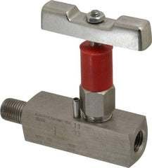 Value Collection - 1/4" Pipe, Inline Soft Seat Needle Valve - MNPT x FNPT Ends, Grade 316 Stainless Steel Valve, 6,000 Max psi - Exact Industrial Supply