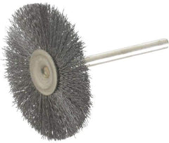 Osborn - 1-1/2" OD, 1/8" Shank Diam, Crimped Steel Wheel Brush - 0.005" Filament Diam, 25,000 RPM - Exact Industrial Supply