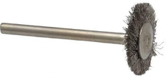 Osborn - 3/4" OD, 1/8" Shank Diam, Crimped Stainless Steel Wheel Brush - 0.005" Filament Diam, 25,000 RPM - Exact Industrial Supply
