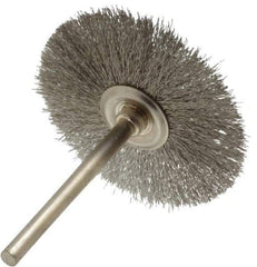 Osborn - 1-1/2" OD, 1/8" Shank Diam, Crimped Stainless Steel Wheel Brush - 0.005" Filament Diam, 25,000 RPM - Exact Industrial Supply