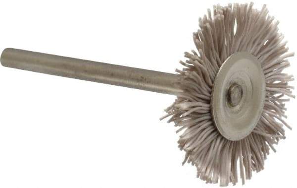 Osborn - 1" OD, 1/8" Shank Diam, Nylon Wheel Brush - 3/32" Face Width, 6,000 RPM - Exact Industrial Supply